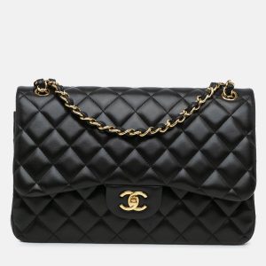 Chanel Classic Double Flap Jumbo Black Lambskin Shoulder Bag, Handbags - Luxury Closet catalog