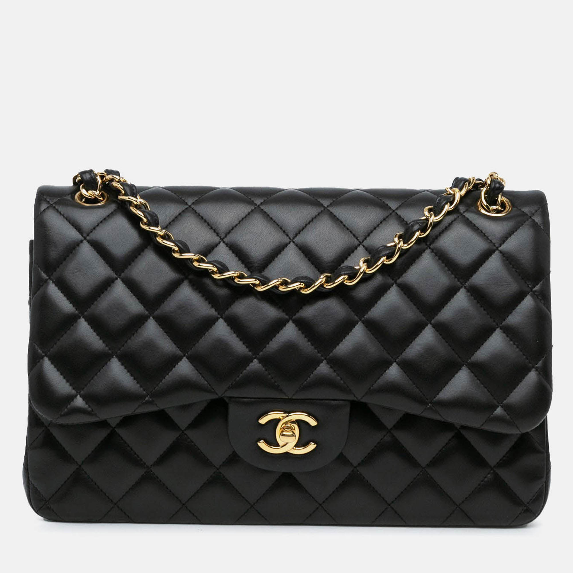Chanel Classic Double Flap Jumbo Black Lambskin Shoulder Bag, Handbags - Luxury Closet catalog