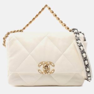 Chanel 19 Flap Medium White Lambskin Shoulder Bag, Handbags - Luxury Closet catalog