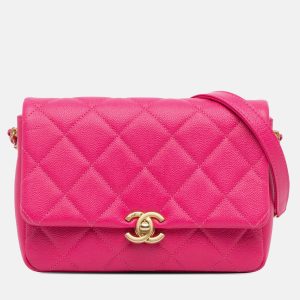 Chanel Chain Melody Flap Small Pink Quilted Caviar Shoulder Bag, Handbags - Luxury Closet catalog