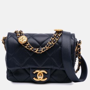 Chanel Navy Blue Mini Caviar Twist Your Buttons Flap, Shoulder Bags - Luxury Closet catalog