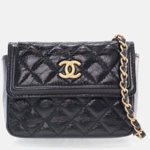 Chanel Mini Black Shiny Aged Calfskin Waist Bag, Handbags - Luxury Closet catalog