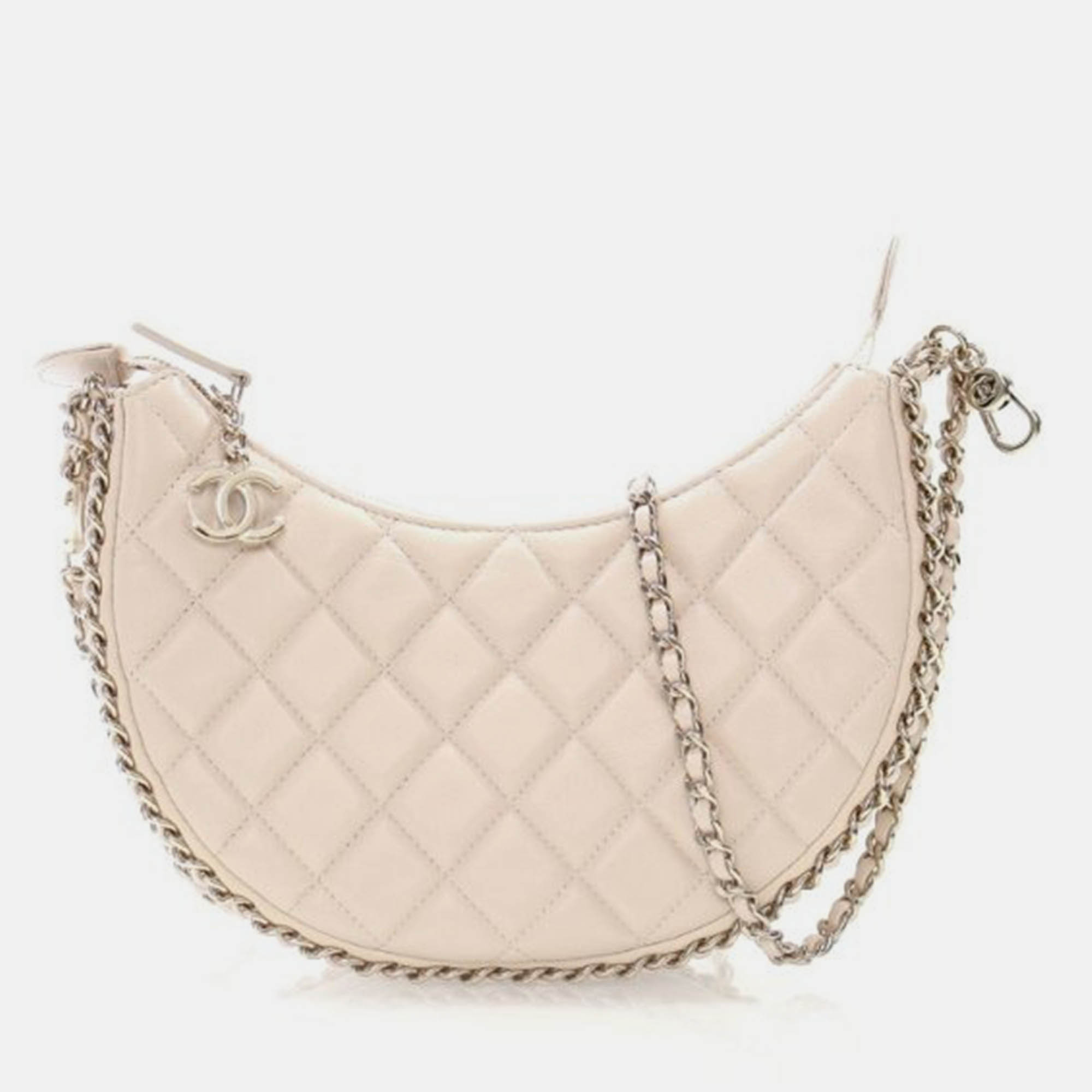Chanel Moon Small Beige Lambskin Hobo Bag, Shoulder Bags - Luxury Closet catalog