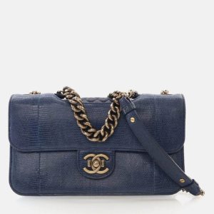Chanel Perfect Edge Flap Bag Medium Blue Lizard Shoulder Bag, Handbags - Luxury Closet catalog