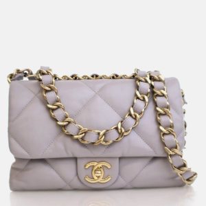 Chanel Small Grey Lambskin Chain Top Handle Flap Bag, Satchels - Luxury Closet catalog