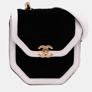 Chanel Black White Mini Quilted Velvet Place Vendome Single Flap, Shoulder Bags - Luxury Closet catalog