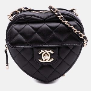 Chanel Black Mini Lambskin CC in Love Heart Crossbody Bag, Shoulder Bags - Luxury Closet catalog