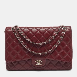 Chanel Dark Red Quilted Caviar Leather Maxi Classic Single Flap Bag, Shoulder Bags - Luxury Closet catalog