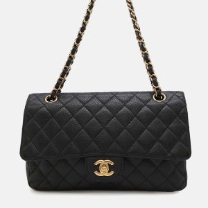 Chanel Classic Double Flap Medium Black Caviar Leather Chain Shoulder Bag, Handbags - Luxury Closet catalog