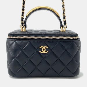 Chanel Matelasse Top Handle Black Lambskin Chain Vanity Bag, Satchels - Luxury Closet catalog