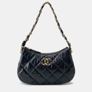 Chanel Crumpled Calfskin Braided Black Chain Handbag, Satchels - Luxury Closet catalog