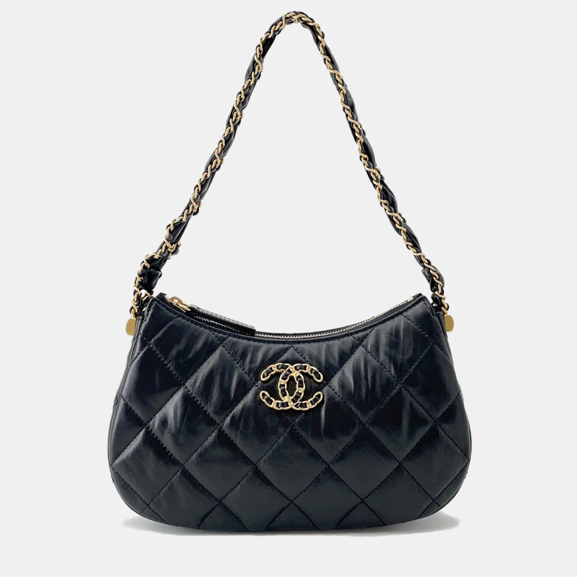 Chanel Crumpled Calfskin Braided Black Chain Handbag, Satchels - Luxury Closet catalog