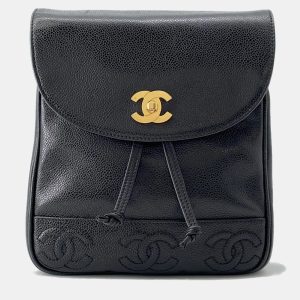 Chanel Triple Coco Black Caviar Leather Chain Backpack, Backpacks - Luxury Closet catalog