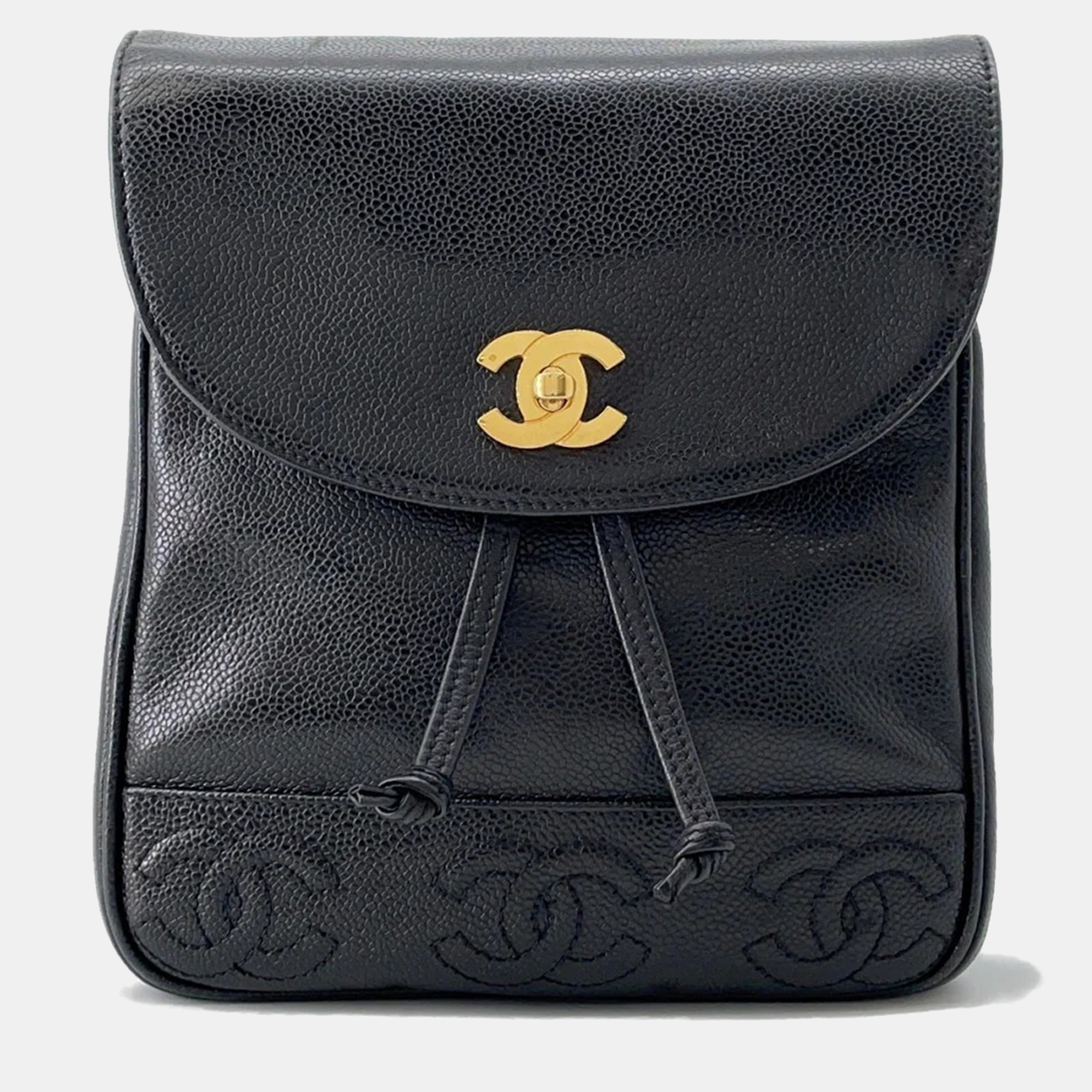 Chanel Triple Coco Black Caviar Leather Chain Backpack, Backpacks - Luxury Closet catalog