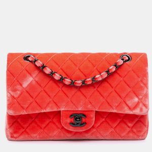 Chanel Red Medium Classic Velvet Double Flap, Shoulder Bags - Luxury Closet catalog