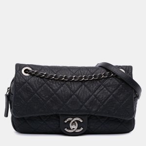 Chanel Navy Blue Small Quilted Distressed Calfskin Easy Flap, Shoulder Bags - Luxury Closet catalog