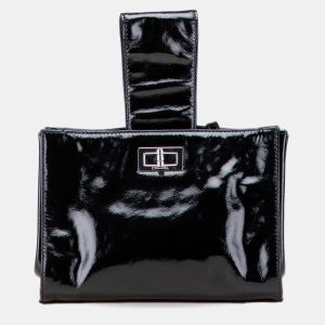 Chanel Black Patent Mademoiselle Lock Convertible Wrist Clutch, Clutches & Special Occasion Bags - Luxury Closet catalog
