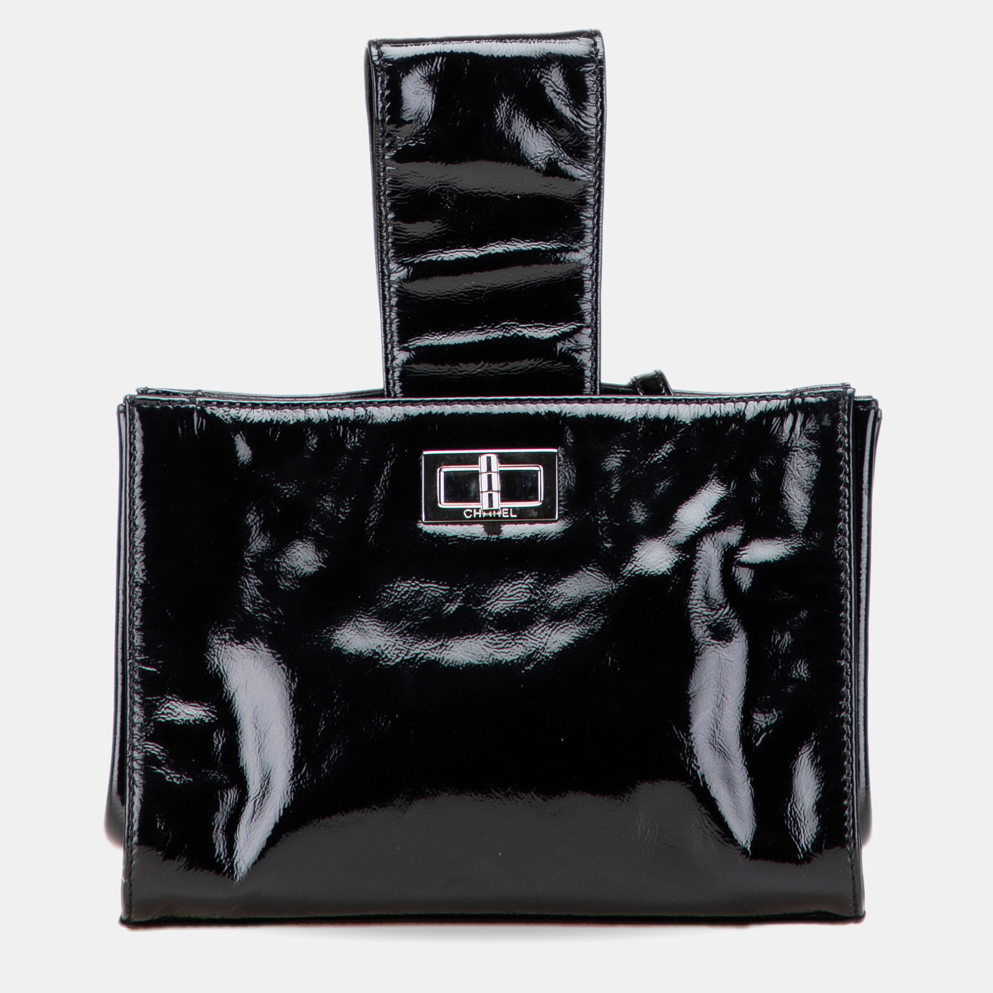 Chanel Black Patent Mademoiselle Lock Convertible Wrist Clutch, Clutches & Special Occasion Bags - Luxury Closet catalog