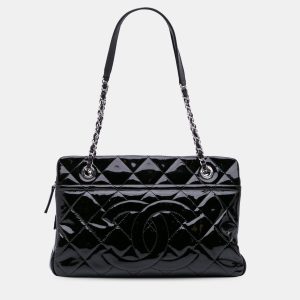 Chanel Black Medium CC Patent Soft Shopper Tote, Tote Handbags - Luxury Closet catalog