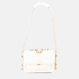 Chanel White Crumpled Calfskin En Vogue Rope Flap Bag, Satchels - Luxury Closet catalog