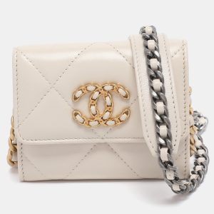 Chanel Cream Quilted Leather 19 Compact Wallet on Chain, Wallets & Money Clips - Luxury Closet catalog