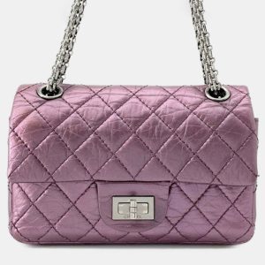 Chanel Pink Mini Reissue 2.55 Quilted Metallic Lambskin Double Flap, Shoulder Bags - Luxury Closet catalog
