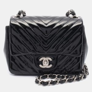 Chanel Chevron V-Stitch Black Patent Leather Shoulder Bag, Handbags - Luxury Closet catalog