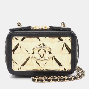 Chanel Plate Vanity Mini Black/Gold Lambskin Shoulder Bag, Wallets & Money Clips - Luxury Closet catalog