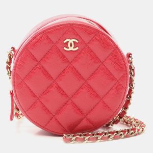 Chanel Matelasse Round Mini Red Calfskin Shoulder Bag, Handbags - Luxury Closet catalog