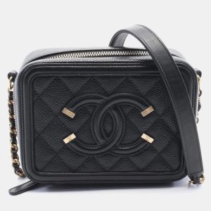 Chanel CC Filigree Mini Vanity Black Leather Shoulder Bag, Satchels - Luxury Closet catalog