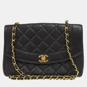 Chanel Diana Black Lambskin Leather Shoulder Bag, Handbags - Luxury Closet catalog