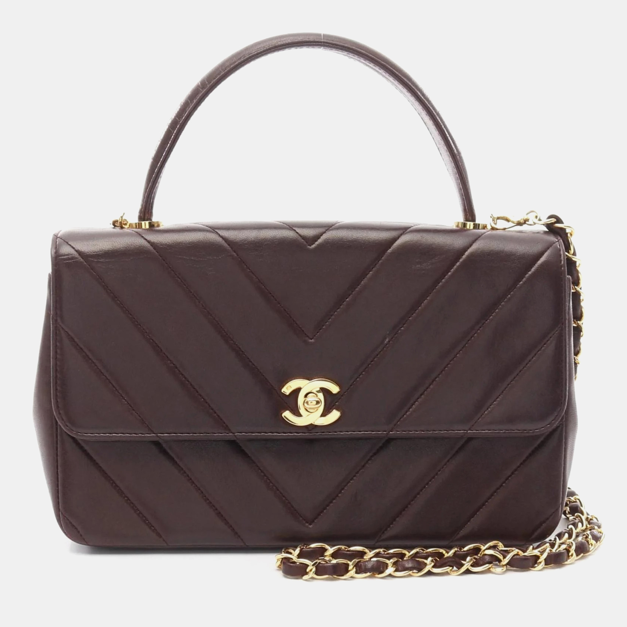 Chanel Chevron V-Stitch Bordeaux Lambskin Handbag, Satchels - Luxury Closet catalog