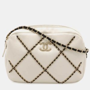 Chanel Entwined Chain Stitch Ivory Lambskin Camera Bag, Handbags - Luxury Closet catalog