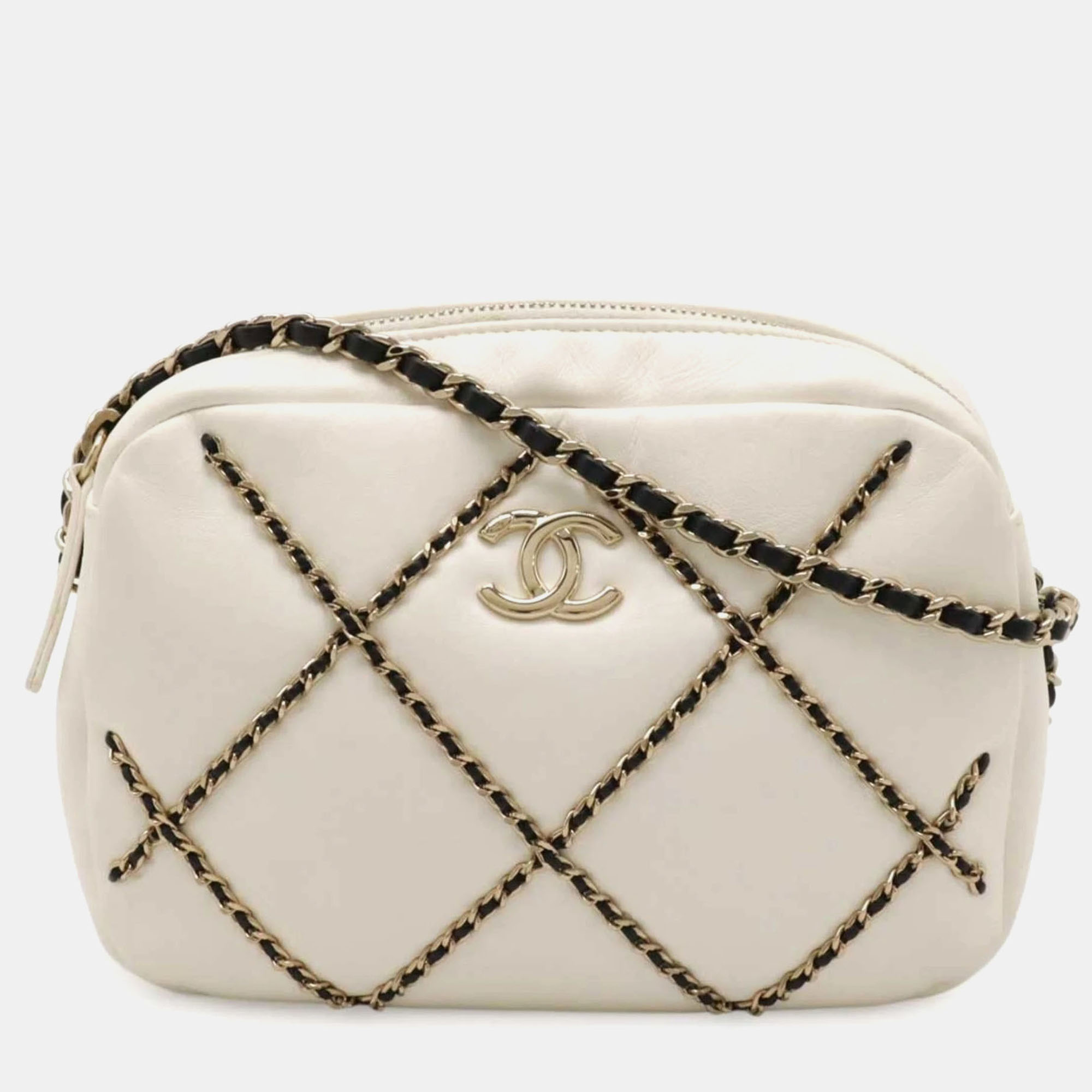 Chanel Entwined Chain Stitch Ivory Lambskin Camera Bag, Handbags - Luxury Closet catalog