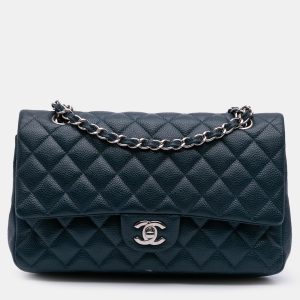 Chanel Blue Medium Classic Caviar Double Flap, Shoulder Bags - Luxury Closet catalog