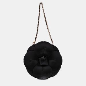 Chanel Black Lambskin and Satin Camellia Flower Evening Bag, Shoulder Bags - Luxury Closet catalog
