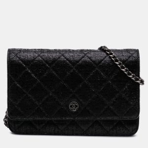 Chanel Black CC Quilted Crinkled Patent Wallet On Chain, Wallets & Money Clips - Luxury Closet catalog