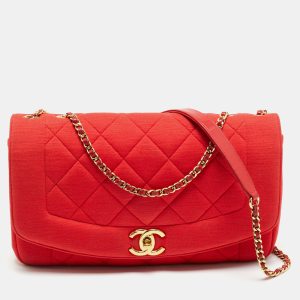Chanel Red Quilted Jersey Diana Flap Bag, Shoulder Bags - Luxury Closet catalog
