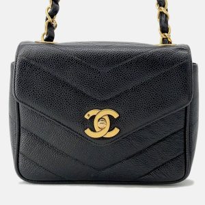 Chanel V Stitch Chain shoulder Bag Black Caviar Leather, Handbags - Luxury Closet catalog