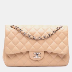 Chanel Beige Jumbo Classic Lambskin Double Flap, Shoulder Bags - Luxury Closet catalog