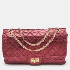 Chanel Metallic Burgundy Quilted Leather Classic 227 Reissue 2.55 Flap Bag, Shoulder Bags - Luxury Closet catalog