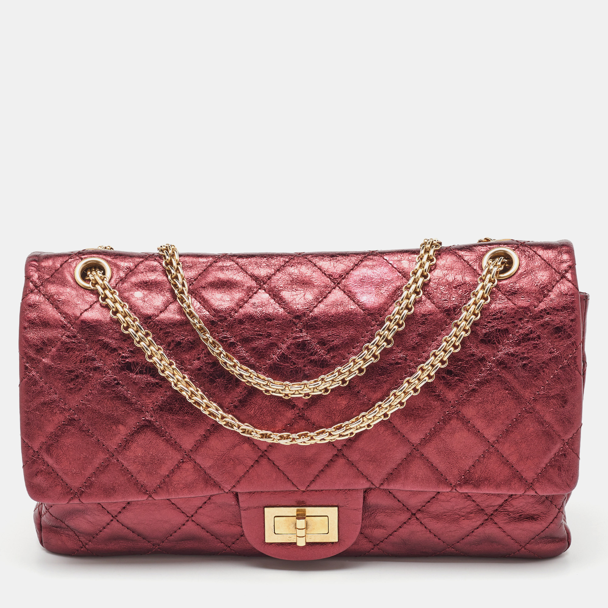 Chanel Metallic Burgundy Quilted Leather Classic 227 Reissue 2.55 Flap Bag, Shoulder Bags - Luxury Closet catalog