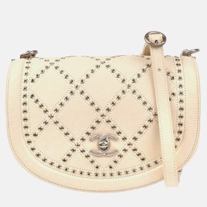 Chanel Coco Eyelets Round White Calfskin Flap Shoulder Bag, Handbags - Luxury Closet catalog