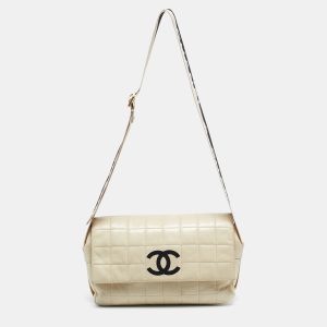 Chanel Cream Choco Bar Leather Sport Ligne Flap Shoulder Bag, Shoulder Bags - Luxury Closet catalog
