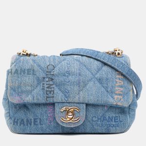 Chanel Blue Mini Rectangular Quilted Denim Mood Flap, Shoulder Bags - Luxury Closet catalog