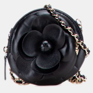 Chanel Black Mini CC Lambskin Camellia Bouquet Round Clutch on Chain, Shoulder Bags - Luxury Closet catalog