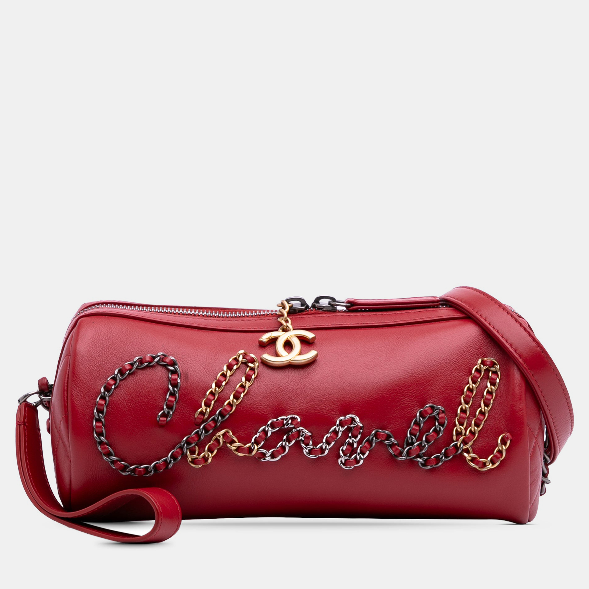 Chanel 20s Bowling Red Calfskin Leather Shoulder Bag, Handbags - Luxury Closet catalog