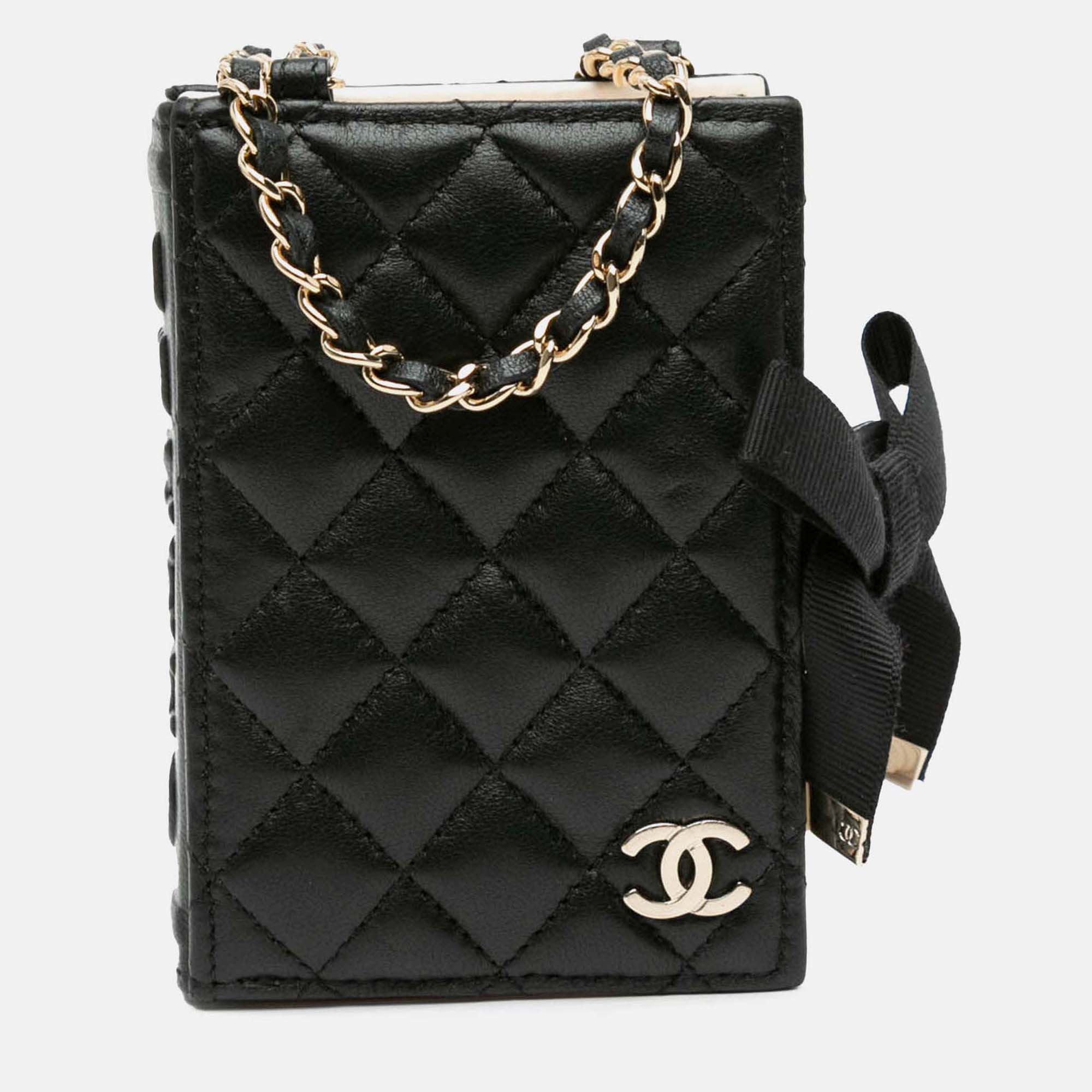 Chanel Book Card Holder Chain Quilted Black Lambskin Shoulder Bag, Handbags - Luxury Closet catalog