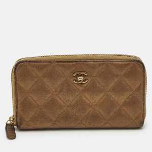 Chanel Gold Quilted Leather CC Zip Around Wallet, Wallets & Money Clips - Luxury Closet catalog