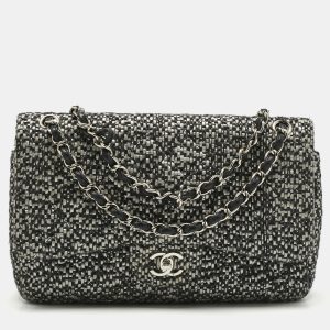 Chanel Black/Grey Quilted Tweed Jumbo Classic Double Flap Bag, Shoulder Bags - Luxury Closet catalog